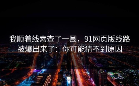 我顺着线索查了一圈，91网页版线路被爆出来了：你可能猜不到原因