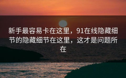 新手最容易卡在这里，91在线隐藏细节的隐藏细节在这里，这才是问题所在