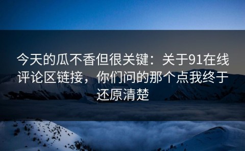 今天的瓜不香但很关键：关于91在线评论区链接，你们问的那个点我终于还原清楚