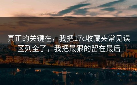 真正的关键在，我把17c收藏夹常见误区列全了，我把最狠的留在最后