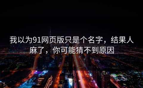 我以为91网页版只是个名字，结果人麻了，你可能猜不到原因