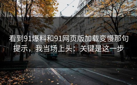 看到91爆料和91网页版加载变慢那句提示，我当场上头：关键是这一步