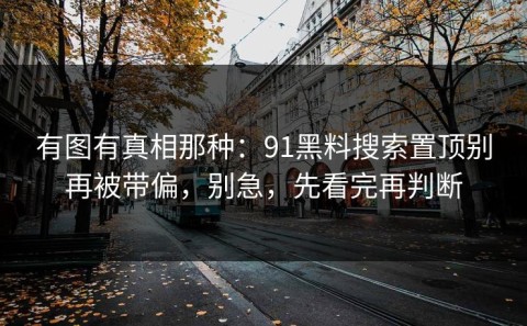 有图有真相那种：91黑料搜索置顶别再被带偏，别急，先看完再判断