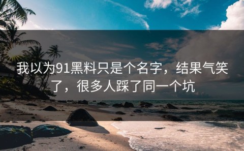 我以为91黑料只是个名字，结果气笑了，很多人踩了同一个坑