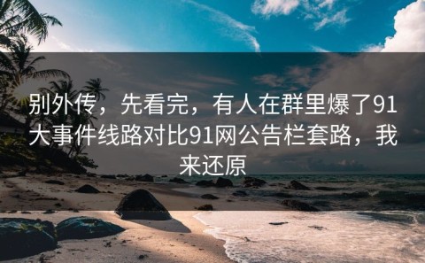 别外传，先看完，有人在群里爆了91大事件线路对比91网公告栏套路，我来还原