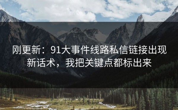 刚更新：91大事件线路私信链接出现新话术，我把关键点都标出来