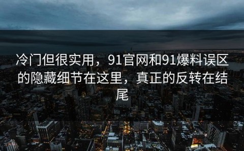 冷门但很实用，91官网和91爆料误区的隐藏细节在这里，真正的反转在结尾