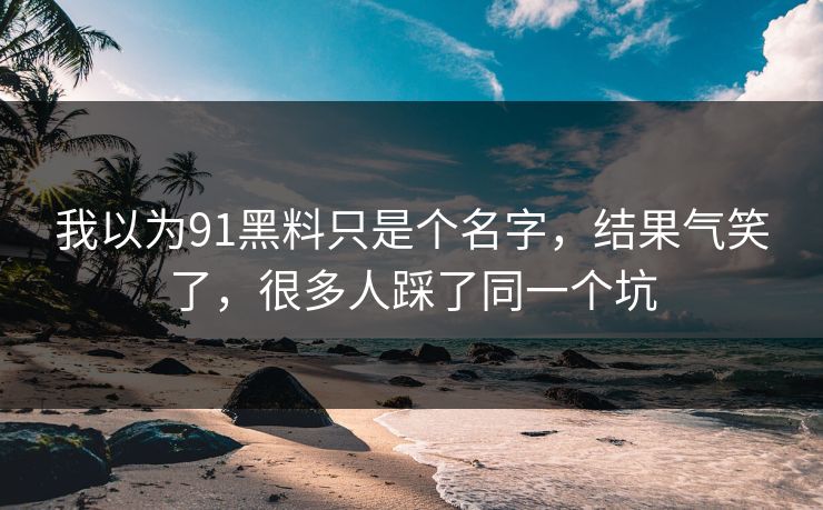 我以为91黑料只是个名字，结果气笑了，很多人踩了同一个坑