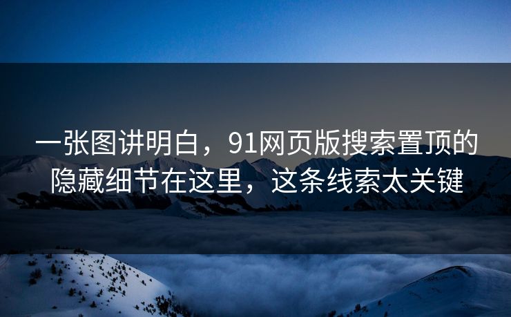 一张图讲明白，91网页版搜索置顶的隐藏细节在这里，这条线索太关键