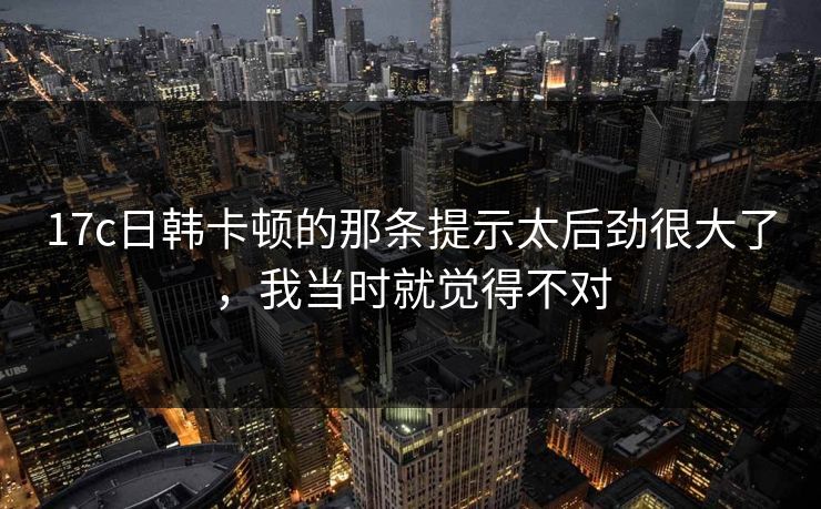 17c日韩卡顿的那条提示太后劲很大了，我当时就觉得不对