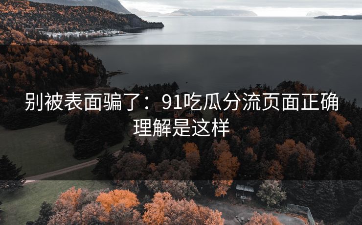 别被表面骗了：91吃瓜分流页面正确理解是这样